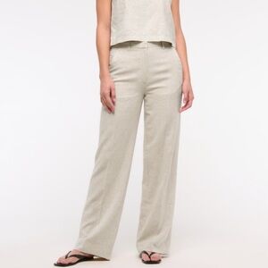 Tailored Linen-Blend Wide Leg Pant